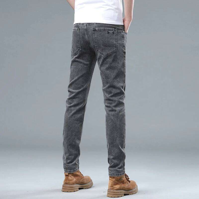 Stretch Pencil Cargo Jeans Gray Men High Street Casual Denim Trousers Fashion Personality Straight Little Feet Men's Pants Z260225