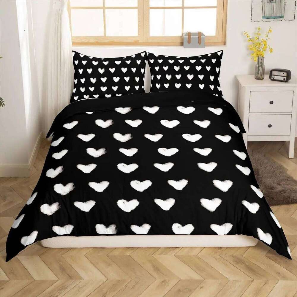 Simple Heart Duvet Cover Pillowcase Nordic Style Valentine's Day Couple Gift Boys Girls Custom Made Bedding Set No Bed Sheet H260311