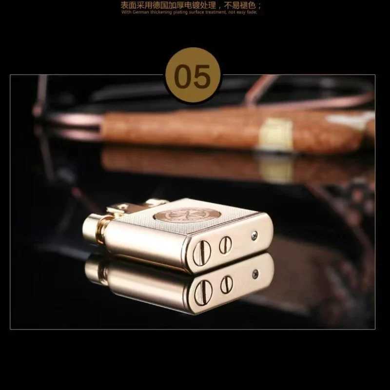 New Windproof Retro Brass Cigar Lighter Cigar Lighter Men Smoking Accessories Gadget Metal Luxury Kero sene Lighter Waterproof N260311