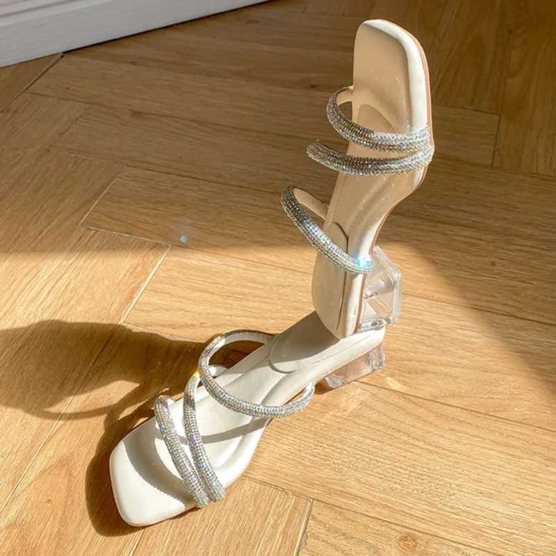 Open Toe Lace-up Sandals Women 2025 Summer New Flat Soft Soled Student Evening Square Head Roman ShoesSlippers K260311