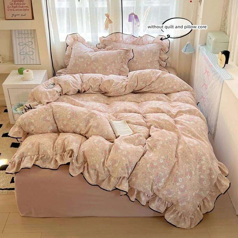 3pcs Korean style Duvet Set 1*Duvet Cover + 2*Pillowcase, Without Core,Princess lace Bedding Set, Soft Comfortable H260311