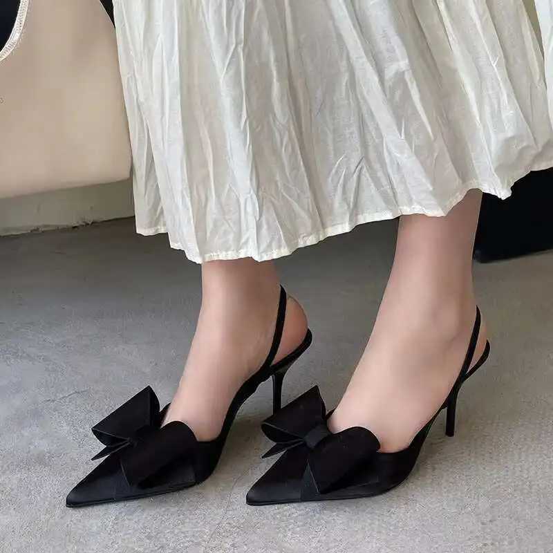 Fashion Butterfly-Knot Ladies Heels Sandals Shoes Female Pointed Toe Footwear Elegant Women Heeled Sandals Shoes Big Size 43 K260311