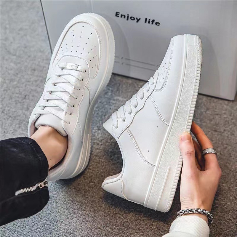 Plate Shoes Thick Soles Small White Shoes Spring Leisure Breathable Sports All Fashion Students Black Men'S Shoes