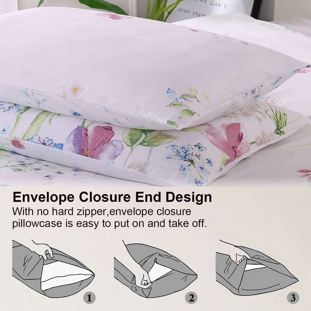 3pcs Flower Pattern Set, Soft Skin-Friendly Bedding Set Includes 1 Duvet Cover And 2 Pillowcases H260311