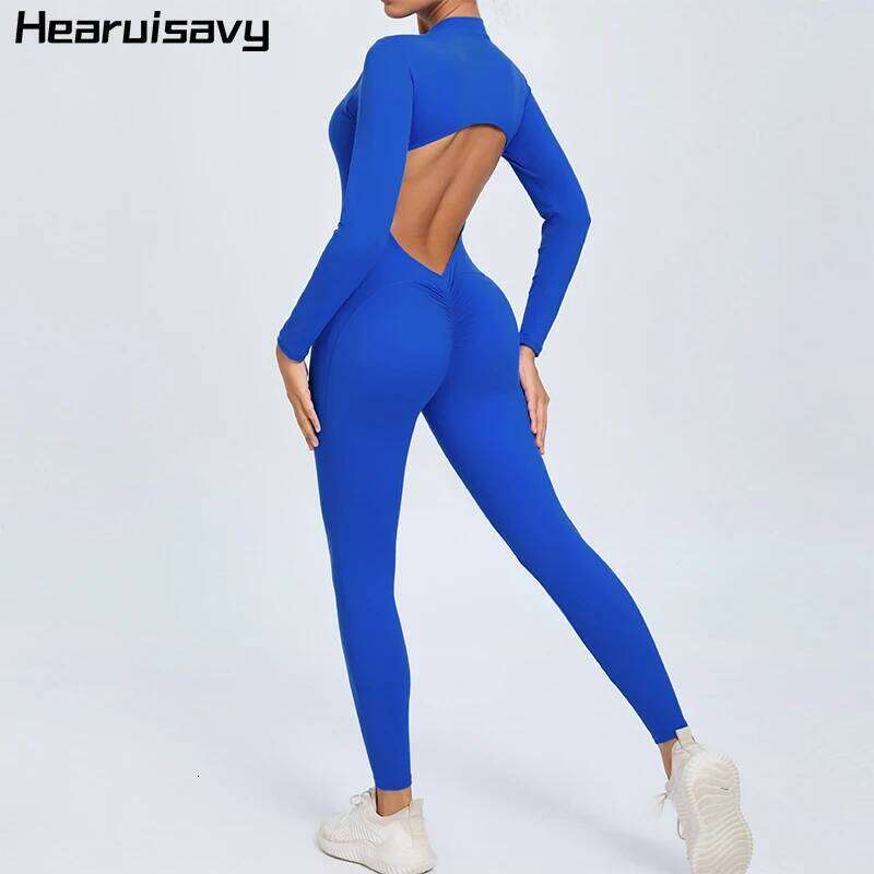 Hearuisavy V Sports Jumpsuit Yoga Clothes Rompers Women Long Sleeveles Workout Bodysuits less One-piece Suit Female 26H0311