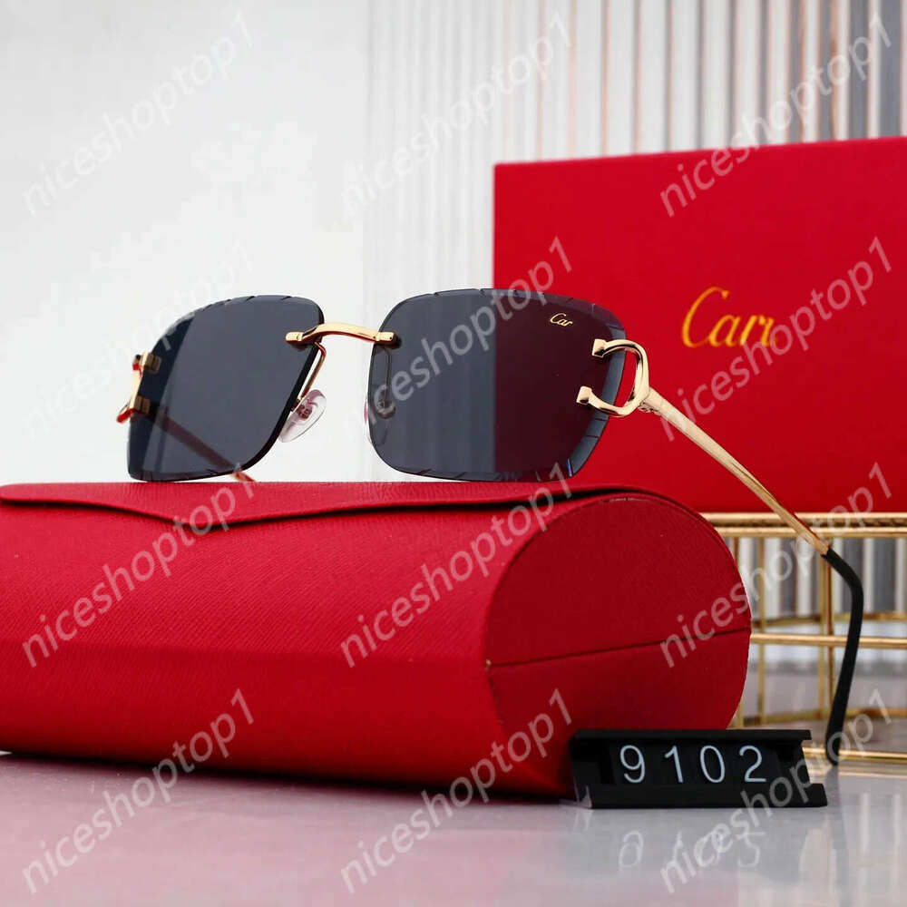 Carrtierglasses Designer Women Cartly business sunglasses Men Fashion Classic Glasses Leopard Head Composite Metal Rimless Optical Frame Sunglasses UV 400 ab6