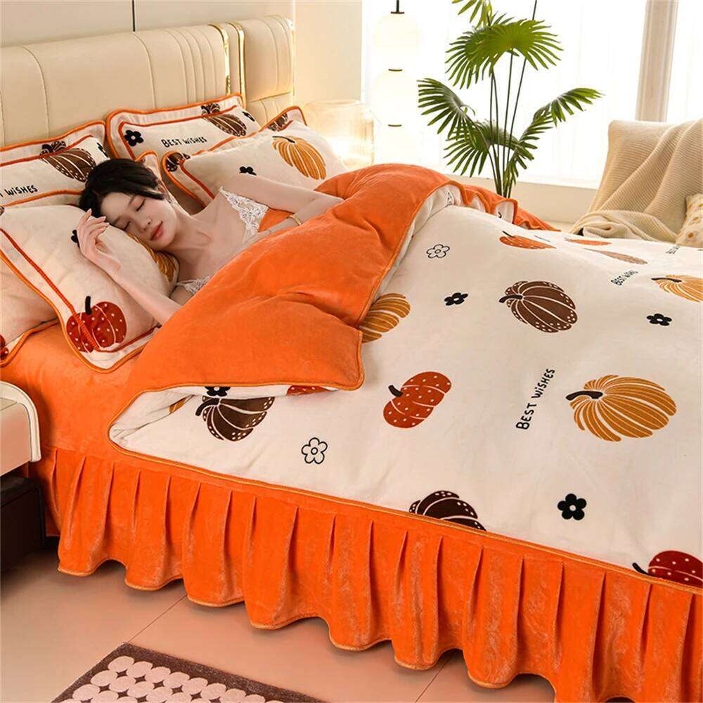 Light Winter Milk Four-Piece Set Class A Thickened Warm Fleece Home Anti-static Duvet Cover Bed Sheet Bedding Sets H260311