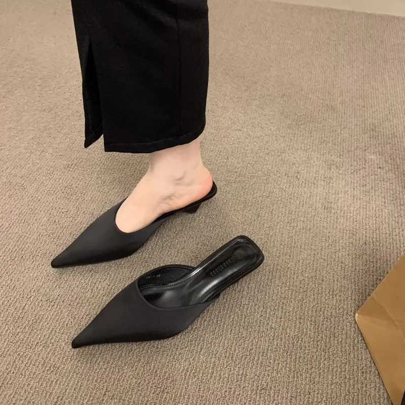 Sexy Women Pointed Toe Dress Mules Shoes Fashion Walking Sandals 2024 Summer Slingback Flip Flops Femme Slides K260311
