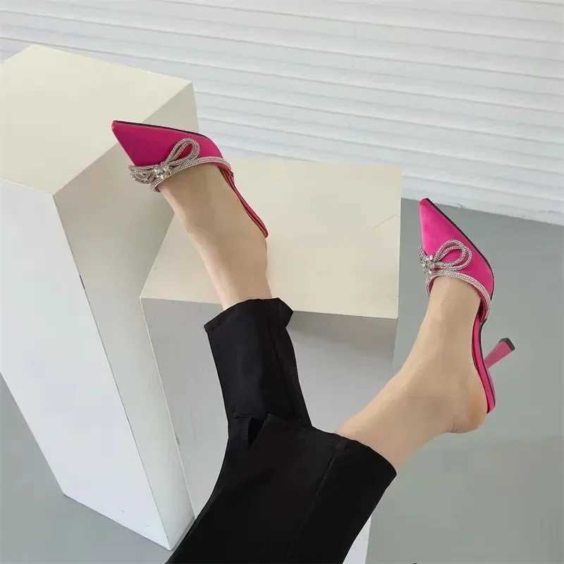 Women Fashion High Heel Rhinestone Woman Pump Crystal Bowknot Ankle Strap Ladies Prom Shoes Women High Heel Party Shoes K260311