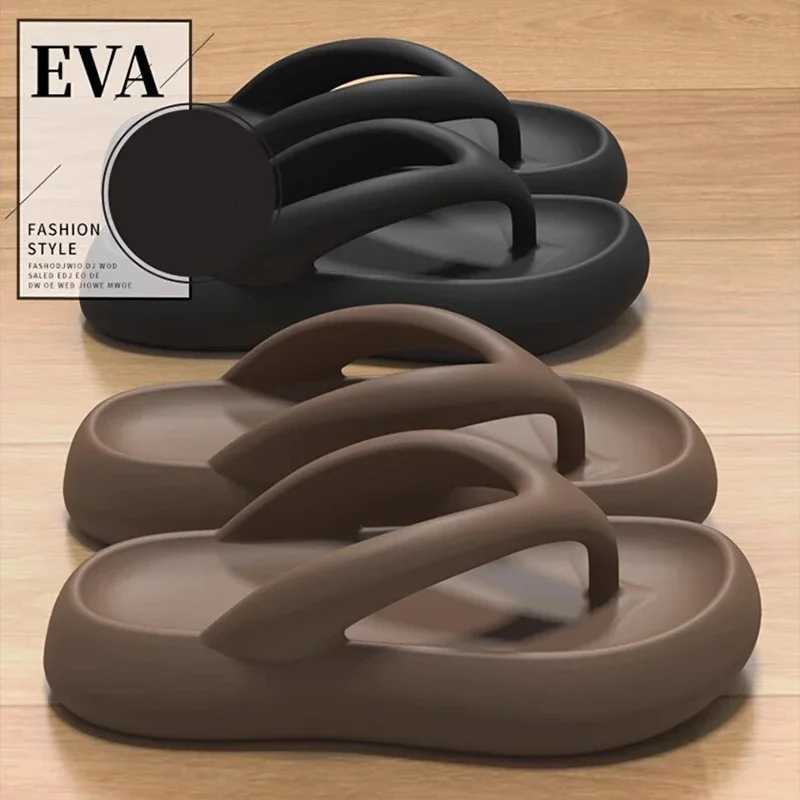 Thick bottom flip flops for womens summer 2025 new height increasing anti slip beach sandals beach for outdoor wear K260311