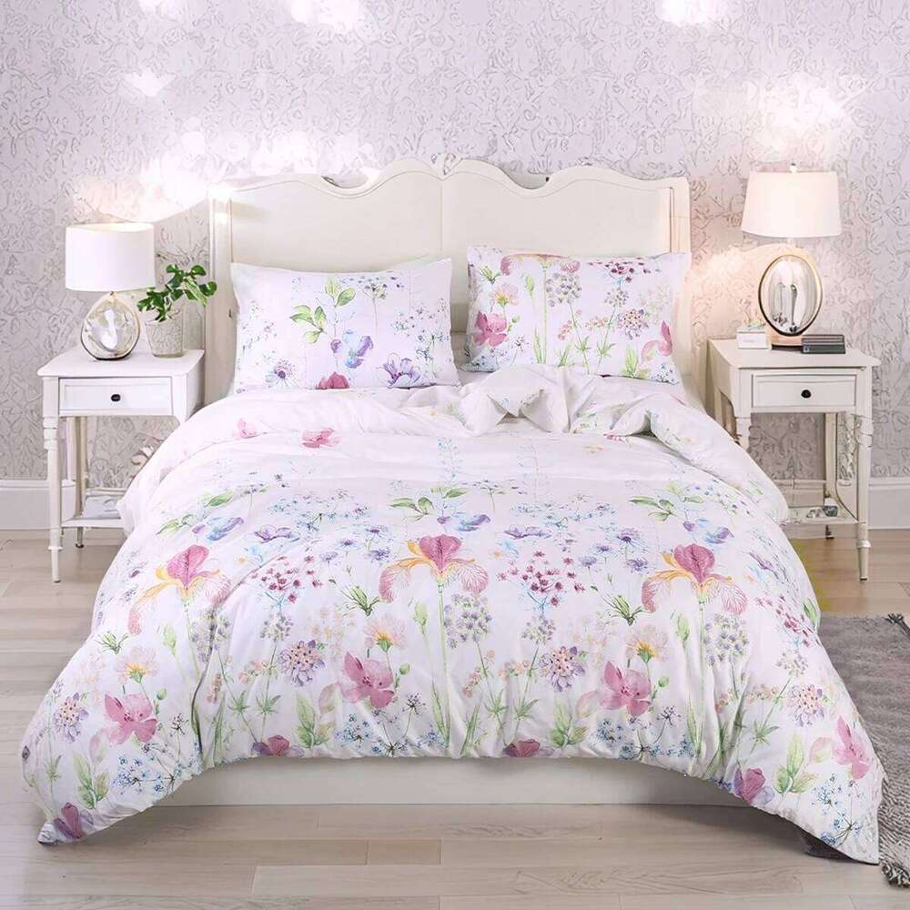 3pcs Flower Pattern Set, Soft Skin-Friendly Bedding Set Includes 1 Duvet Cover And 2 Pillowcases H260311