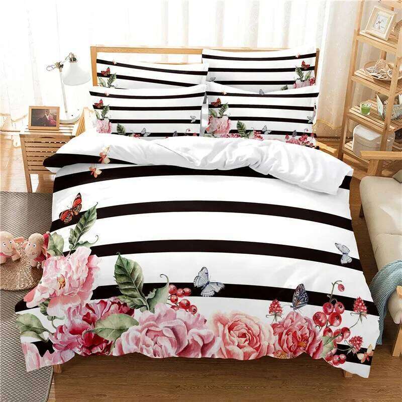 Flowers Duvet Cover 3d Digital Printing Bed Linen Queen Size Bedding Set Fashion Design H260311