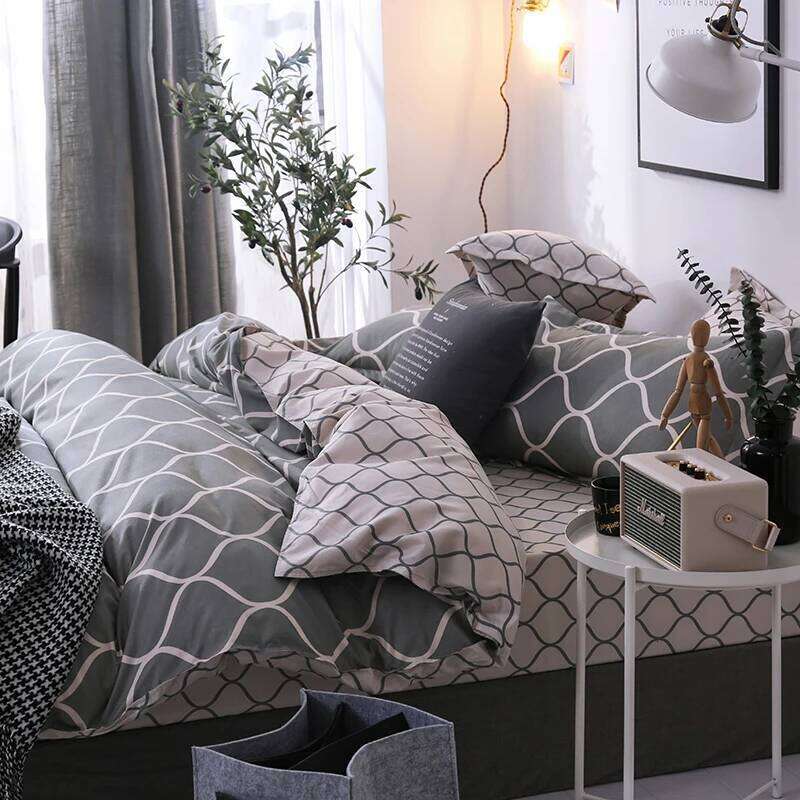 Duvet Reversible Comforter Cover Modern Soft Elegant Gray And White Abstract Geometric Bedding Set Twin King H260311