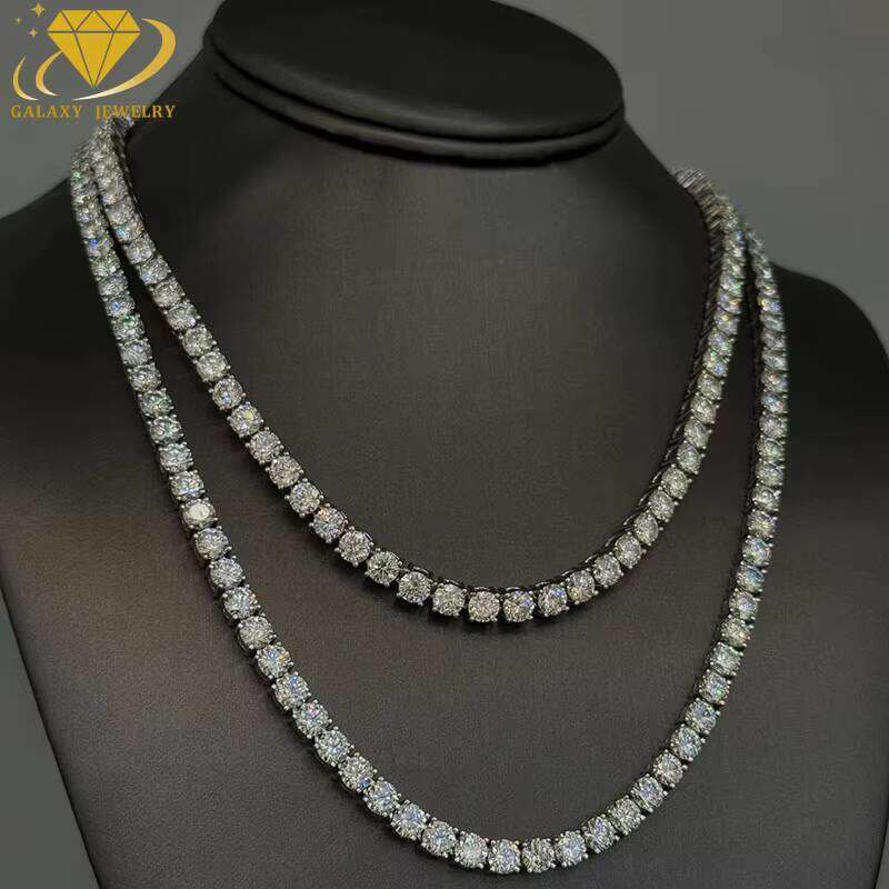 Moissanite Necklace for Men and Women 6mm Sterling Sier Tennis Chain Hip Hop Jewelry 123
