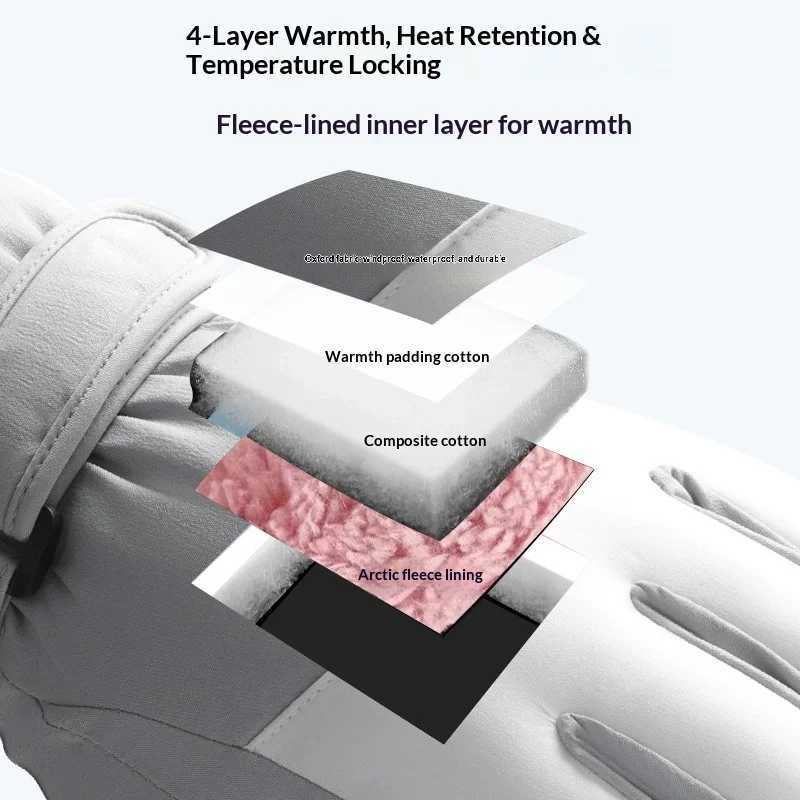 Winter Ski Gloves for Men and Women Water-Repellent Windproof Thickened Warmth Anti-Slip Touchscreen Driving and Riding Glov M260311