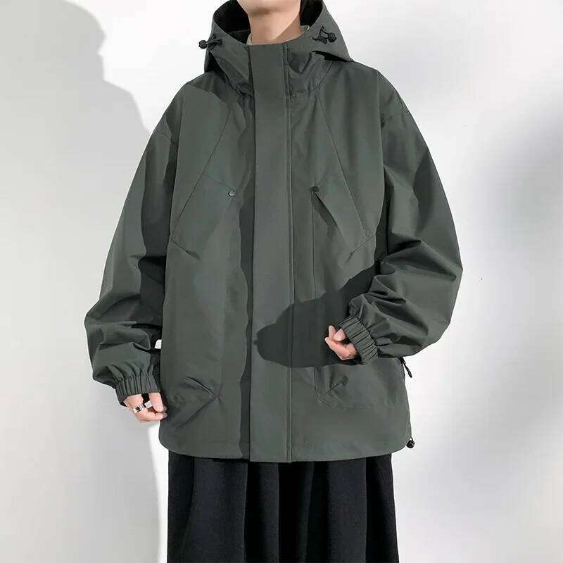 New Camping Men Windbreak Coat Plus 8XL Fashion Casual Waterproof Jacket Male Solid Color Outerwear Big Size 26H0311