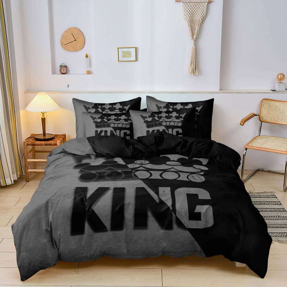 3pcs King &Queen Size Bed Pattern Down Duvet Cover Soft Comfortable Bedroom and Dormitory Decoration Bedding Set H260311