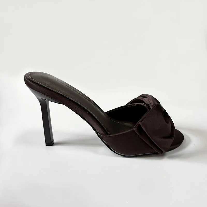 2026 New Fashion Peep Toe Pumps Women Thin High Heels Shoes Female Slides Footwear Butterfly-Knot Ladies Heels Shoes K260311