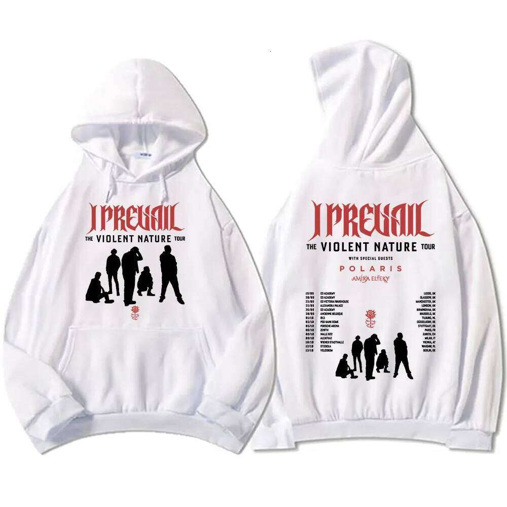 I Prevail VIOLENT NATURE Tour 2026 Hoodies Fashion Long Sleeve Winter Hooded Sweatshirts Punk Band Graphic Print Pullovers Mens C260311