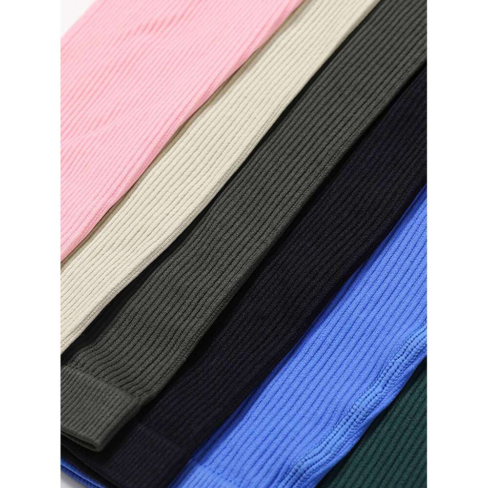 Solid Color Ribbed Yoga Jumpsuit, Seamless Slim Fit Long Sleeve Sports Bodysuit, Women's Activewear 26H0311