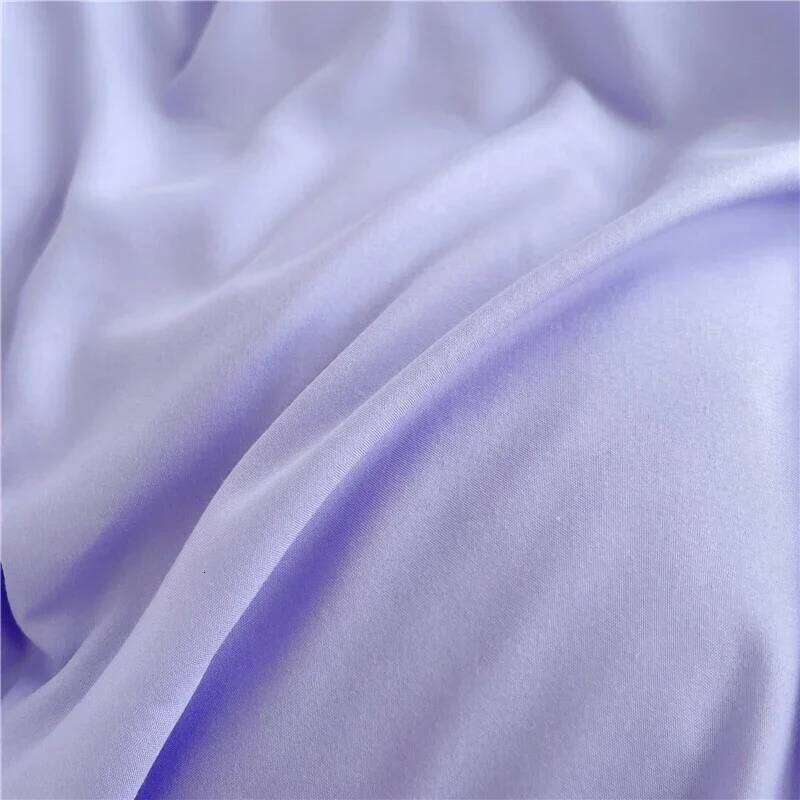 Simple Style 100% Washed Cotton Duvet Queen King 3 Pieces Solid Color Bedding Set, 1 Quilt Cover and 2 Pillowcases, Purple H260311