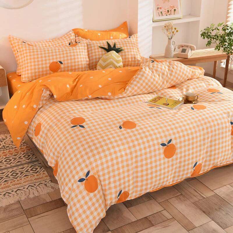 Bedding Simple Cute Pattern Advanced Fiber Fabric Does Not Hurt The Skin Quilt Three-Piece Set Suitable For Four Seasons H260311