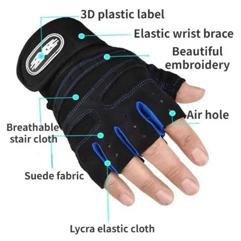 Fitness Half-finger Gloves Sports Exercise Men Women Protective Anti-slip Wrist Guard Barbell Cycling Equipment Training Gloves M260311