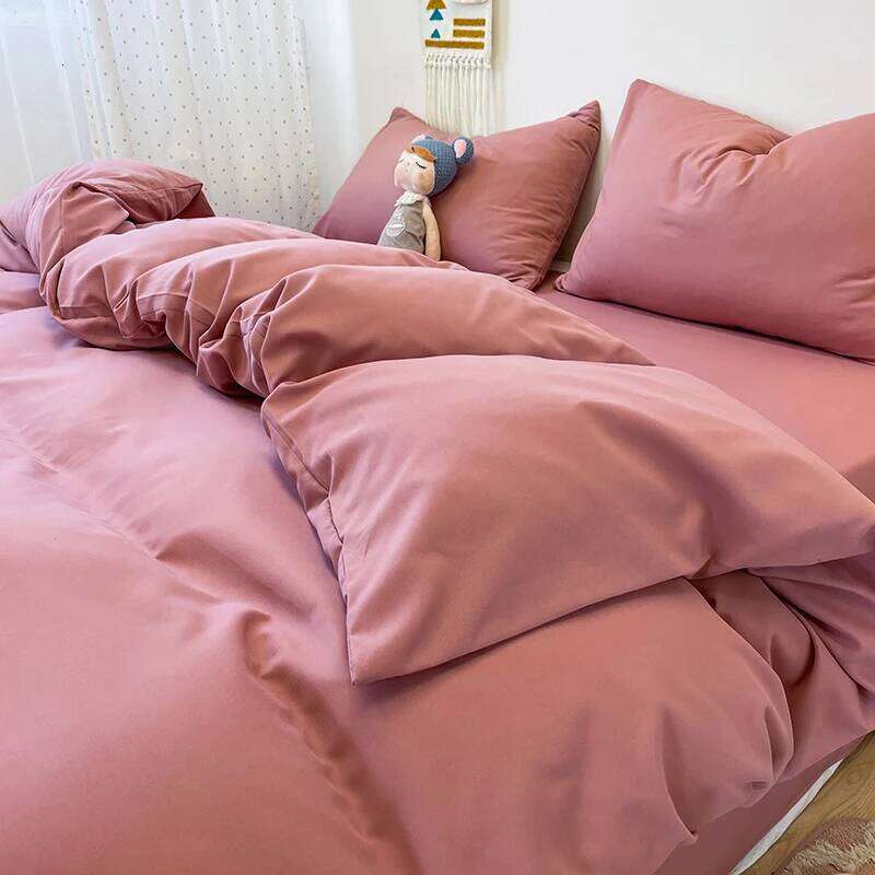 Three-piece fashionable solid-color cover, simple 1 down duvet cover +2 pillowcases, without core H260311 - view 7