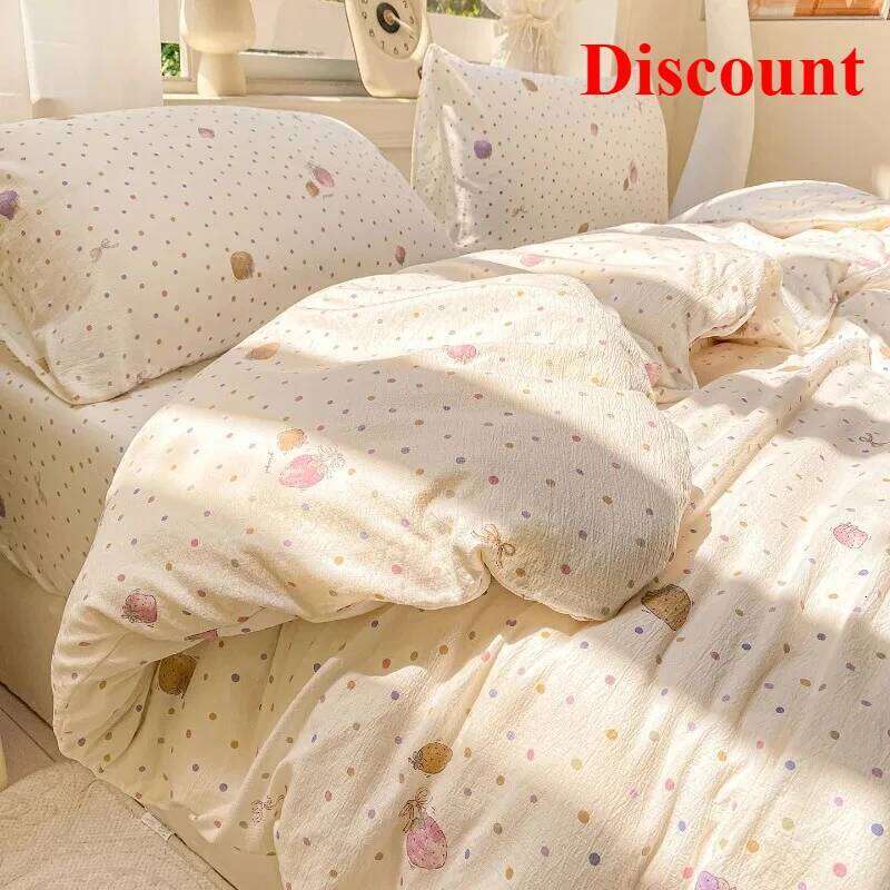 Wrinkled double-layer yarn four-piece set, mattress model, cream wind class A cloud feeling super soft kapok kit H260311