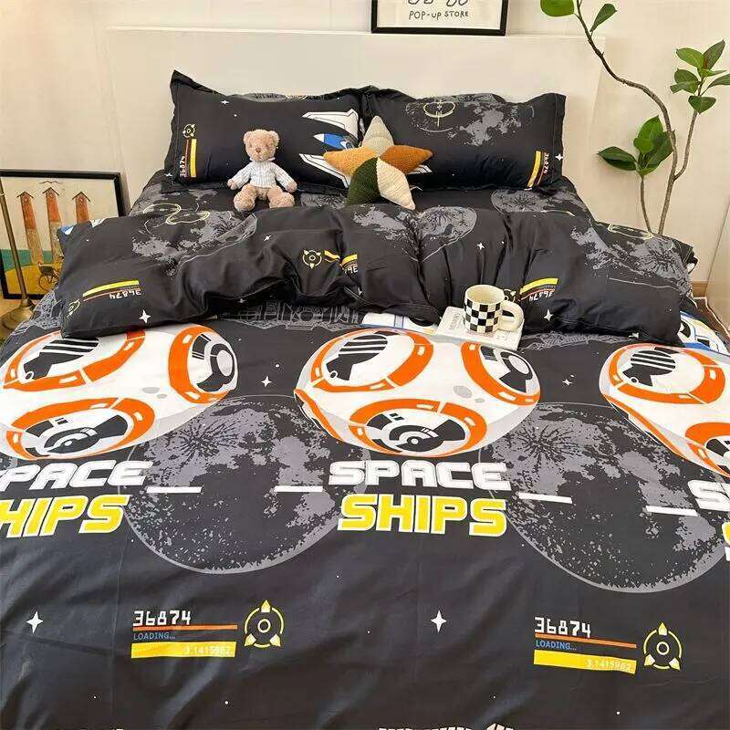 Cute Rabbit Bedding Set Flat Sheet Duvet Cover Pillowcases Single Double Queen Size Bed Linen Boys Girls Home Textile H260311