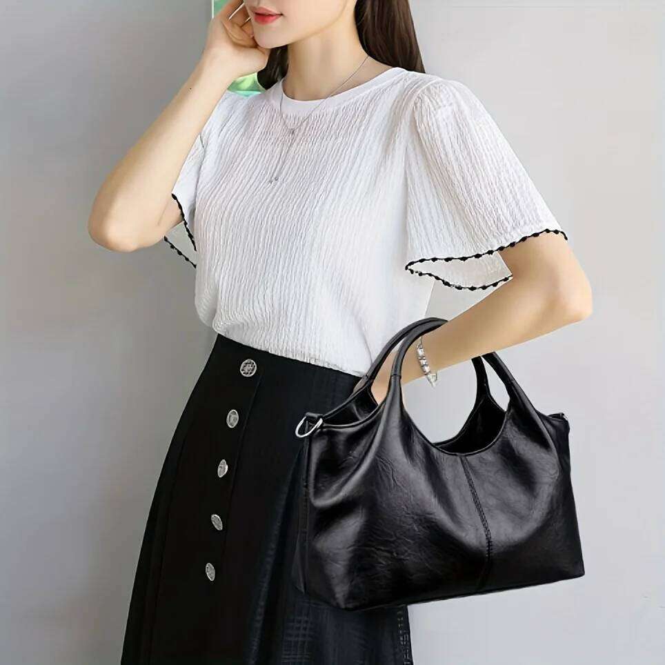 Women's Handbag, Large Capacity Elegant Detachable Crossbody & Handheld Shoulder Bag with Golden Tone Hardware, Zipper Closure XJ260311