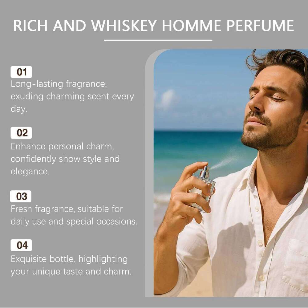 Roxelis Men's Cologne Whisky Fragrance Elegant Long Lasting Fresh Scent Mild Non Irritating Perfume for Men Grooming Essential Z260311