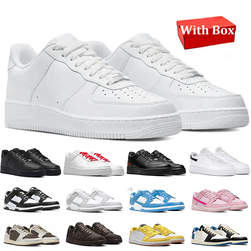 Free shipping with box one men women designer running Shoes 1 Triple white black panda grey fog pink olive sneakers outdoor mens trainer size 36-47