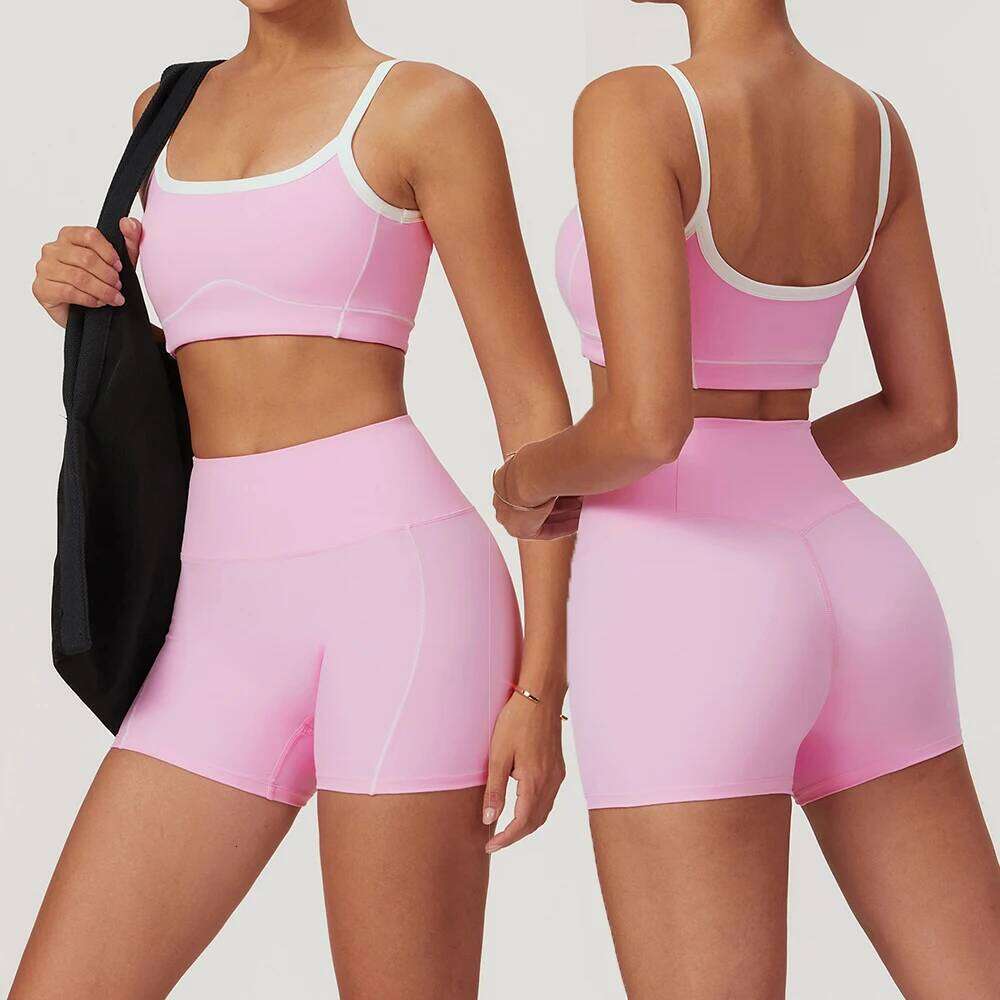 Yoga Set Women Sport Bra Gym Workout Legging High Waist Wide Flare Pant Fitness Sports Shorts Active Wear Suit 26H0311