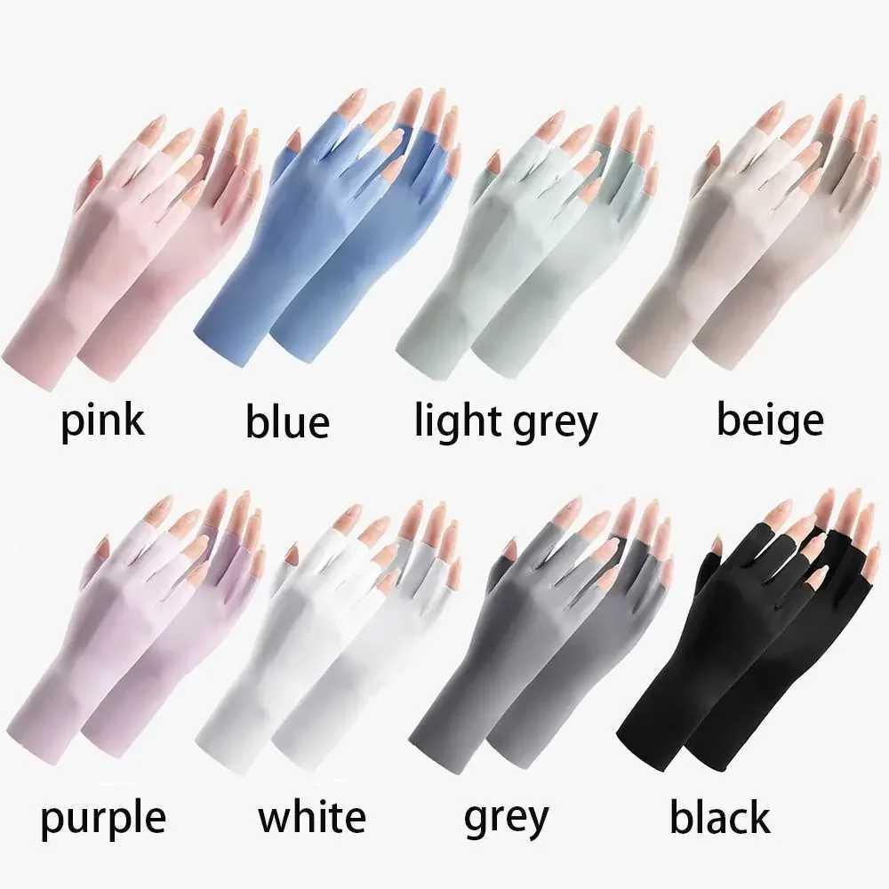 1 Pair Fingerless Gloves Thin Outdoor Riding Gloves UV Protection Multicolor Driving Gloves Stretch Female Touchscreen M260311