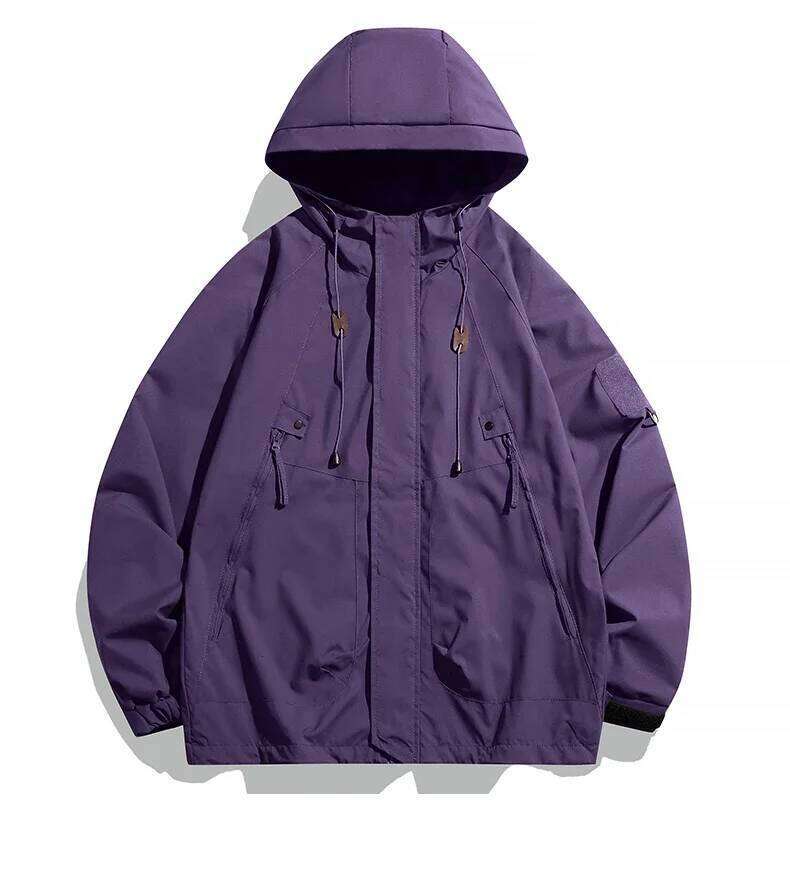 Windbreakers Men Zipper Coat Cargo Waterproof Black Bomber Camping Loose Thin Softshell Hooded Hiking Jacket 26H0311