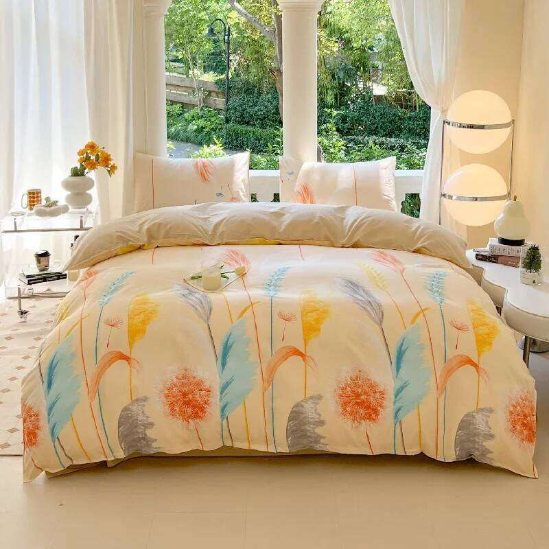 Kawaii Bear Printed Floral Duvet Pillowcase Bedding Set Comforter Bed Linen Sheet Quilt Cover Full Queen King Size H260311