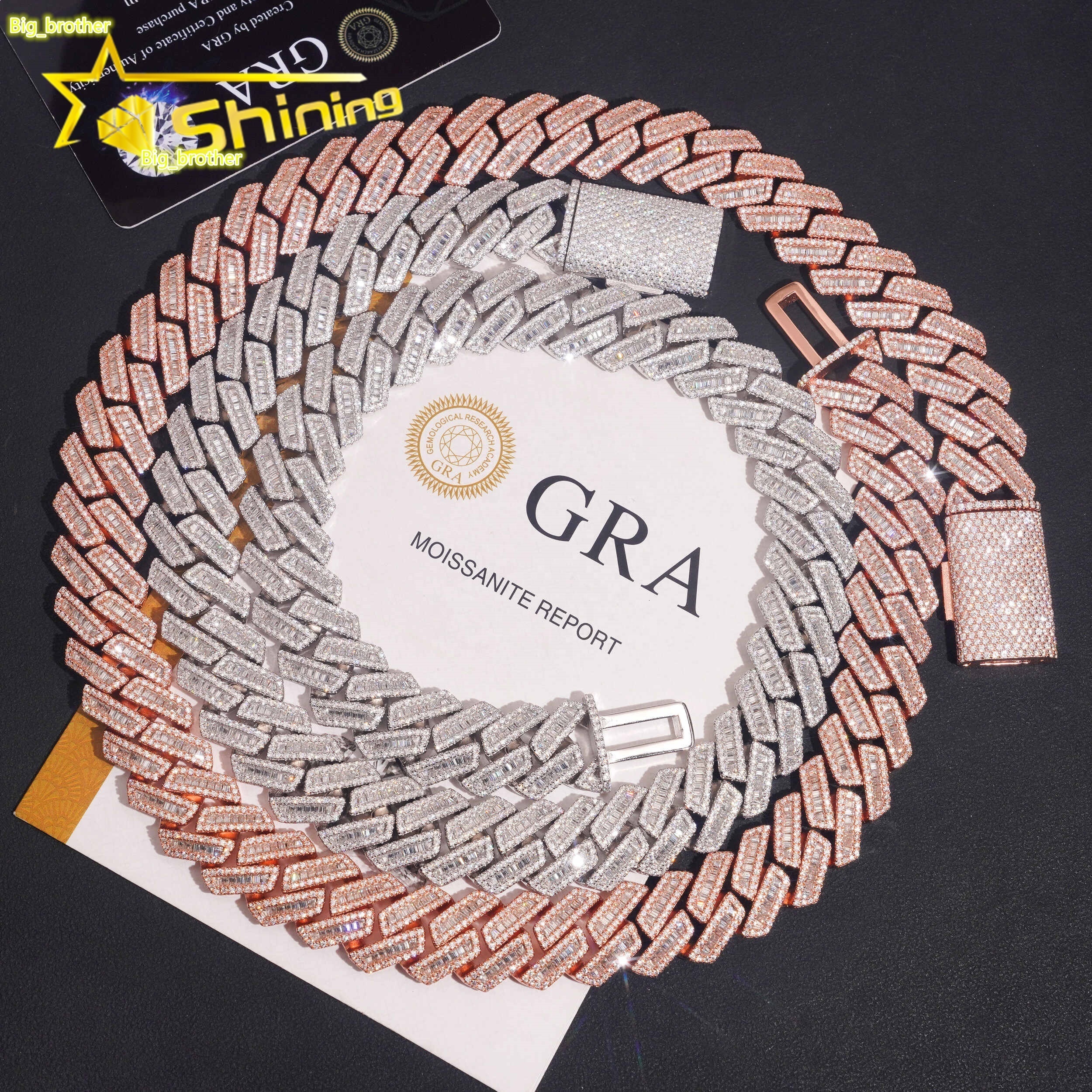 Local Stock Fast Shipping 925 Silver Hip Hop Rapper 18mm Iced Out VVS Moissanite Cuban Link Chain