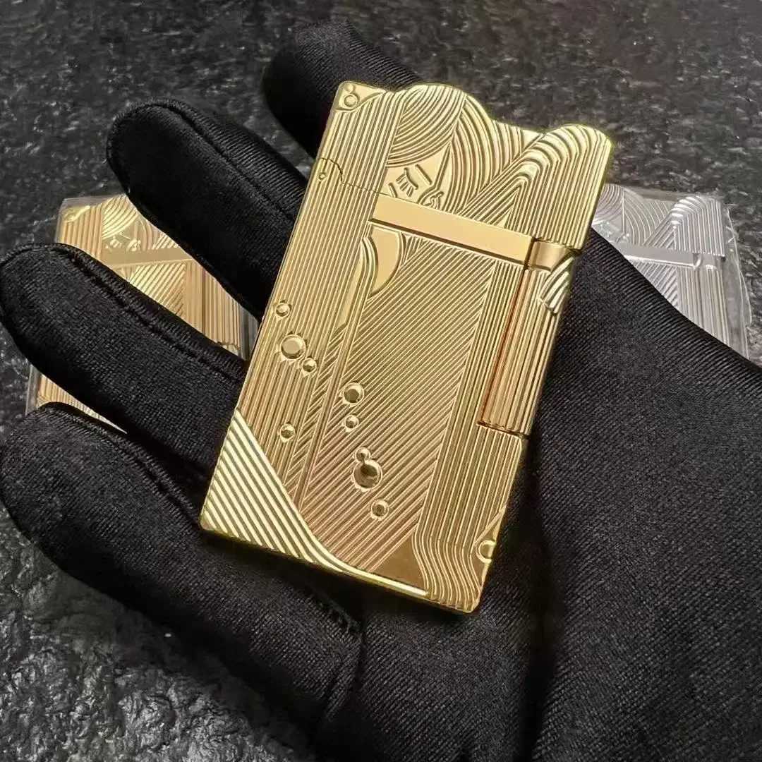 Creative mermaid pattern fuel lighter classic brass material crisp sound side-sliding ignition exquisite gift for men N260311