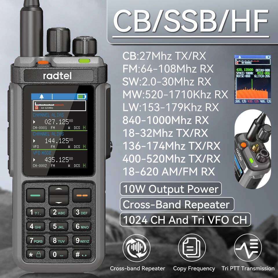 Radtel RT-880 10w Ham Radio with Cross Band Repeater Short Wave HF SSB CB Walkie Talkie AM USB LSB CW 1024 Channels , USB-C 26Y0311