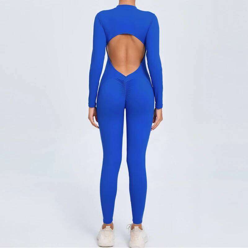 Hearuisavy V Sports Jumpsuit Yoga Clothes Rompers Women Long Sleeveles Workout Bodysuits less One-piece Suit Female 26H0311