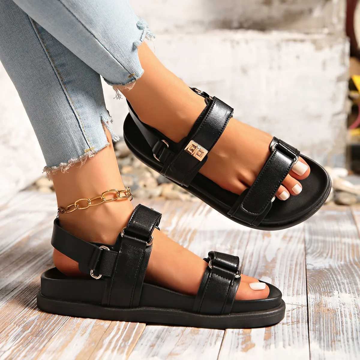 Womens platform sandals size 25 new summer style one-strap button Roman style plus size 43 K260311