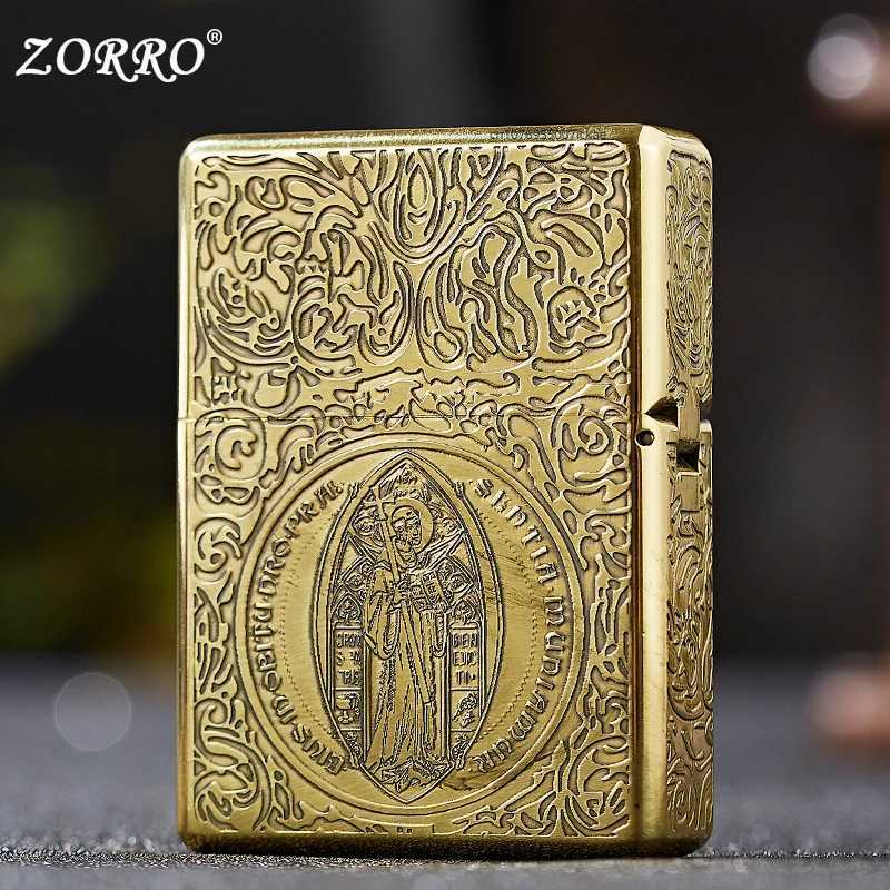 Retro High End Waterproof Sealed Armor Constantine Kerosene Lighter 3 Hinge Metal Petrol Lighter Mens Gift N260311