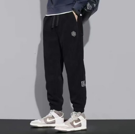 Chenille Fleece-lined Pants For Designer Pants Men Casual Autumn And Winter Thickened Cropped Pants Sports Sweatpants Trendy Corduroy Men's Pants