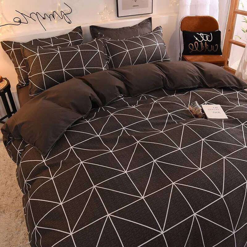 Orange Bedding Set Girls Boys Bed Linen Sheet Plaid Duvet Cover No Filling 240x220 Single Double Queen King Bedclothes H260311 - view 3