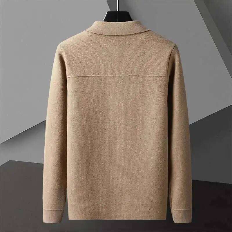 Line Decoration Knitting Man Contrasting Colors Long Sleeve Slim Fit Sweater Cardigan Male Garment Coat 26H0311