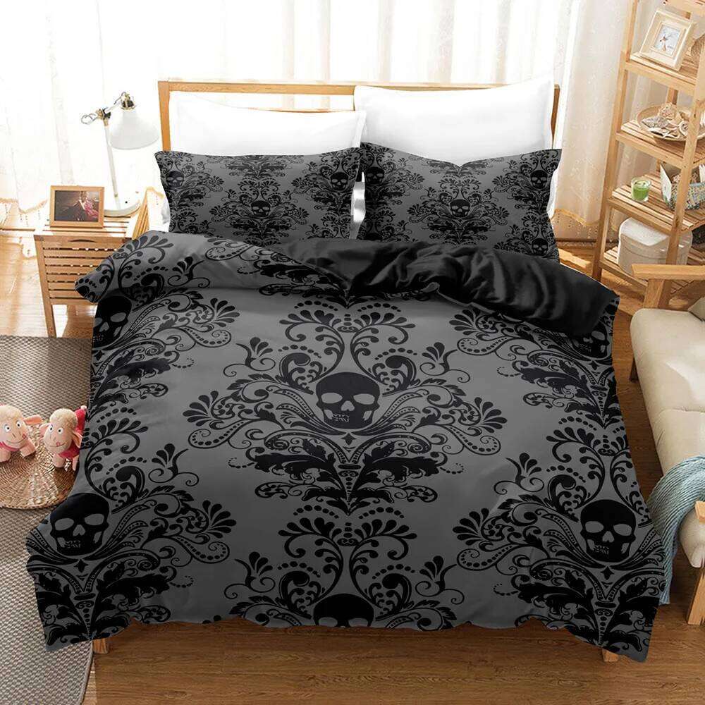 Gothic Style Skull Bedding Sets For Adults Bed Supplies Duvet Cover Set With Pillowcases No Filling Birthday Gifts H260311