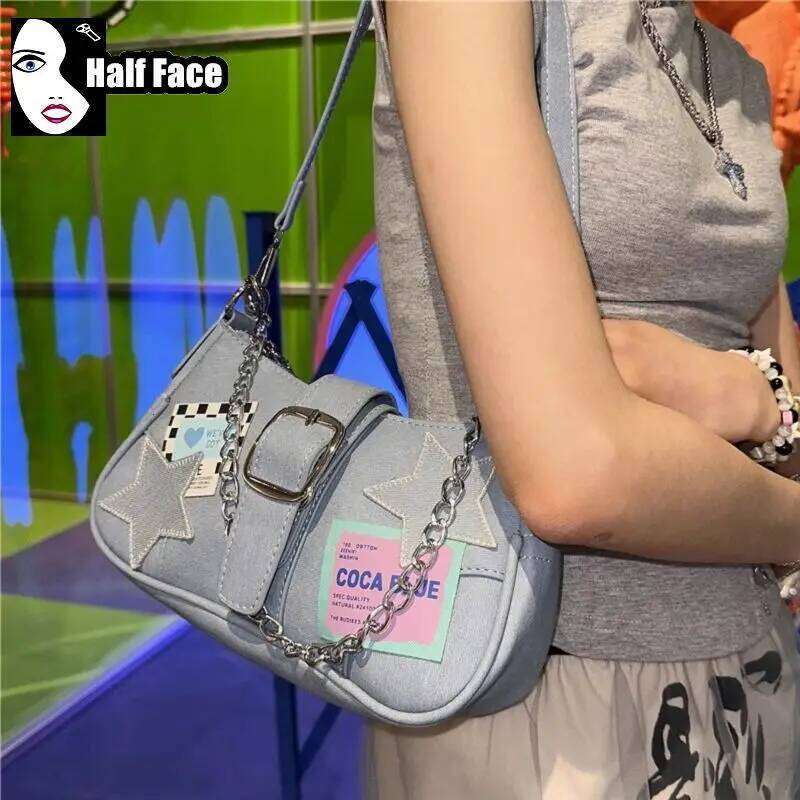 Y2K Spicy Girls Harajuku Women's Gothic Pink Punk One Shoulder Advanced Underarm Lolita Chain Design Crossbody Bags Tote XJ260311