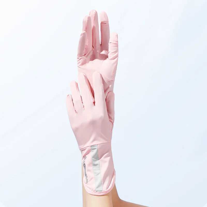 Summer Sunscreen Gloves Women Thin Ice Silk Breathable Glove Sports Tennis Hiking Mitten Touch Screen Driving Cycling Glove M260311