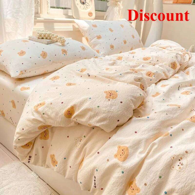Wrinkled double-layer yarn four-piece set, mattress model, cream wind class A cloud feeling super soft kapok kit H260311